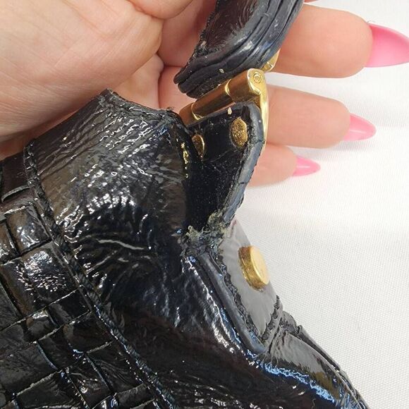 Elliott Lucca Black Woven Leather Clutch With Wrist Strap Women's Bag - Picture 3 of 11